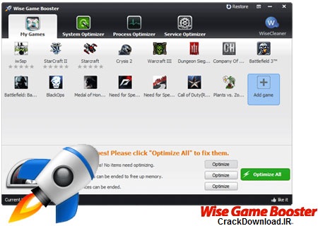 بهینه سازی ویندوز برای اجرای بازی ها Wise Game Booster 1.25.35
